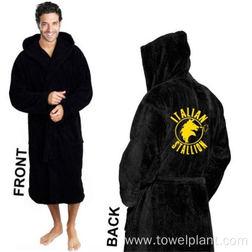 super soft bathrobe men black cotton bathrobe